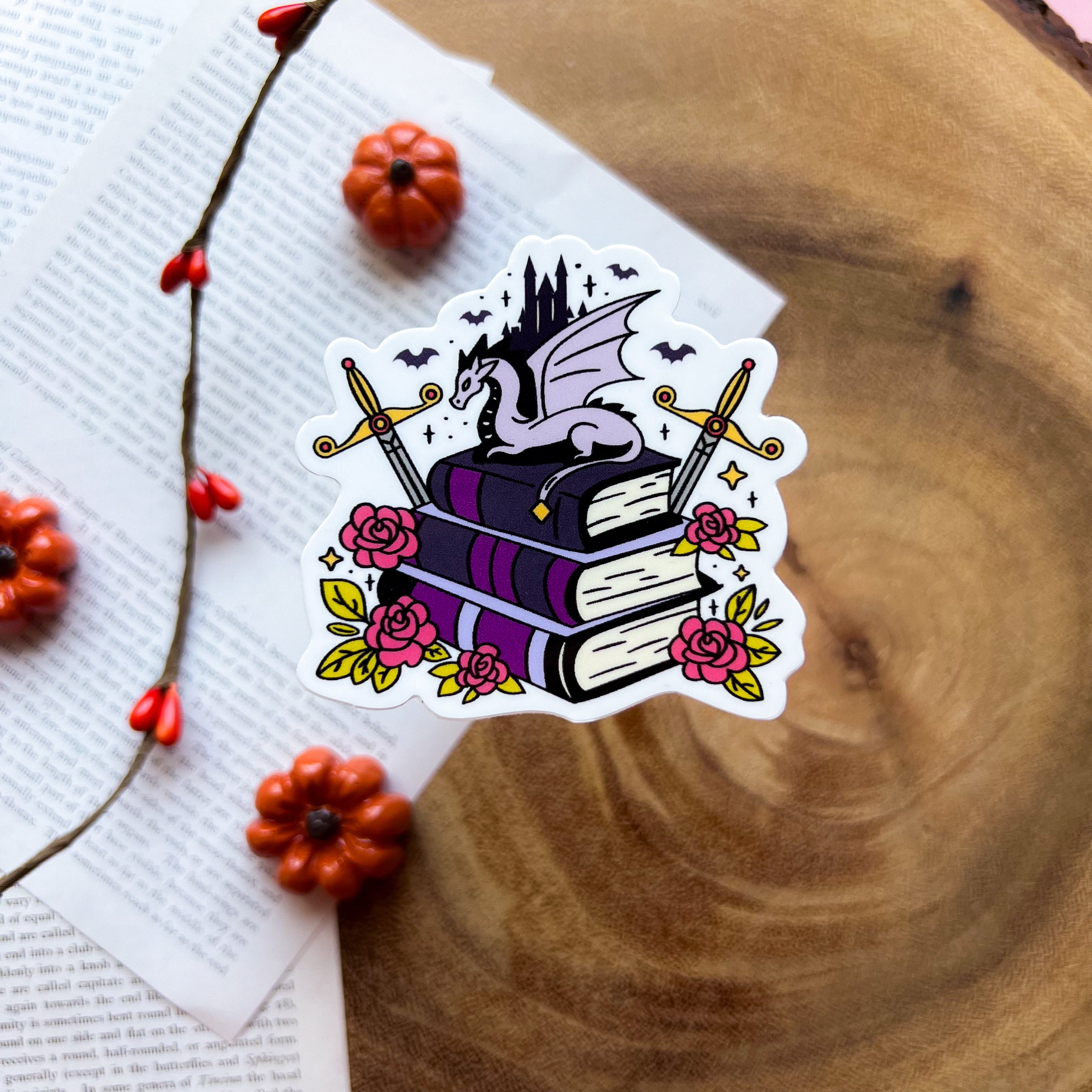 Fantasy Book Dragon Sticker – Cozy Reads Shop