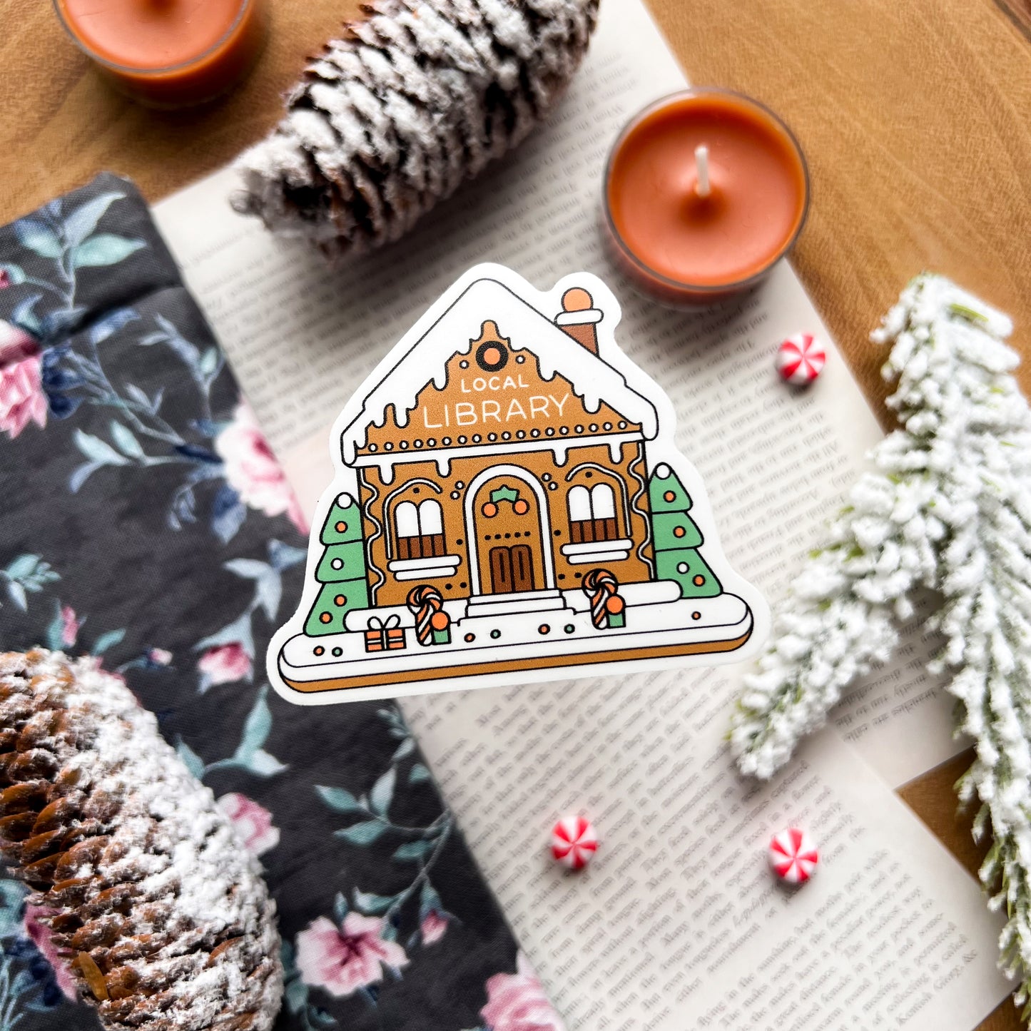 Gingerbread Library Sticker