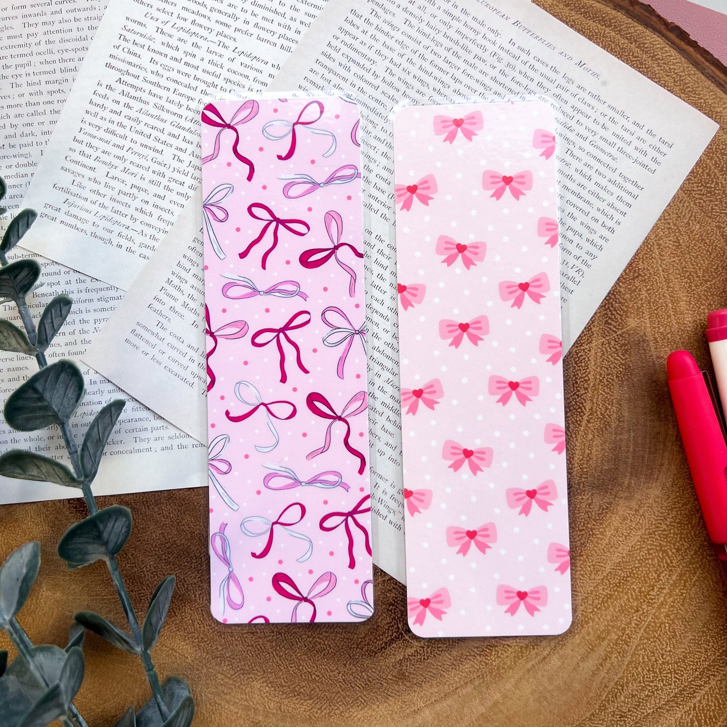 Pink Bow Bookmarks